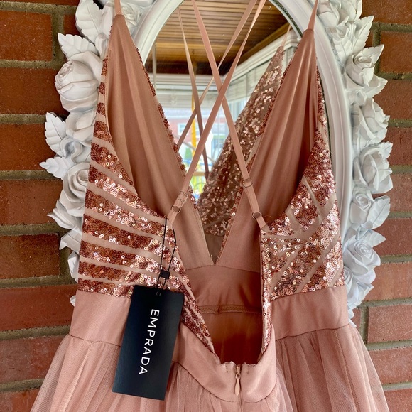 Emprada Rose Gold Gown, homecoming, wedding, Size Medium, NEVER WORN. New w/tags - Picture 3 of 6